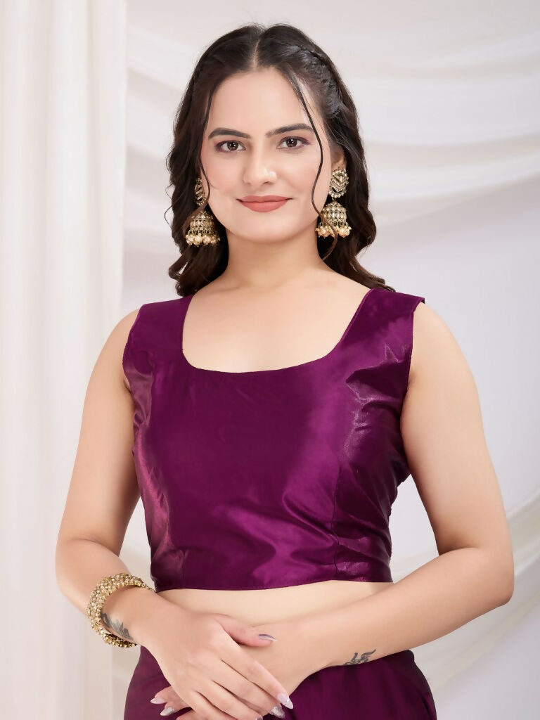 Purple Rangoli Silk Diamond Work Ready To Wear Saree - Tamana | Swadesiicart
