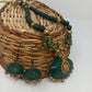 Terracotta Dark Green Crown Pendant Long Necklace Set Paired with Hanging Temple Jhumkas | Swadesiicart