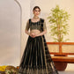 Aastha Fashion Black Butterfly Net Zari Work And Cotton Thread Work And Sequence Work Embroidery Wedding Wear Lehenga Choli