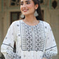 Juniper Women's White Rayon Staple Printed Straight Clothing Set | Swadesiicart