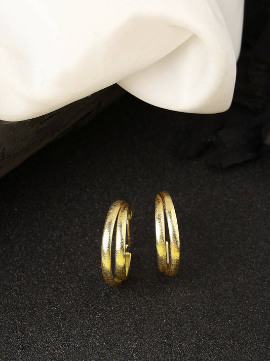 NVR Women Gold-Polished Alloy Circular-Shaped Half Hoop Earrings - Swadesiicart