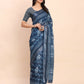 Shree Shyam Fashion Linen Cotton Indigo Blue Saree