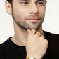NVR Men Gold Stainless Steel Cuff Bracelet - Swadesiicart