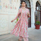 Vaasva Women Peach Muslin Embroidered Kurta, Pant & Dupatta Set | Swadesiicart