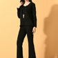 Myshka Women's Black Solid Coat With Trousers - Swadesiicart