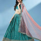 House of Panchhi Green Pure Georgette Sequins Embroidered Lehenga | Swadesiicart
