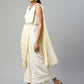 Ahalyaa Women Off White Crepe Georgette Saree Dress With Printed Pallu | Swadesiicart