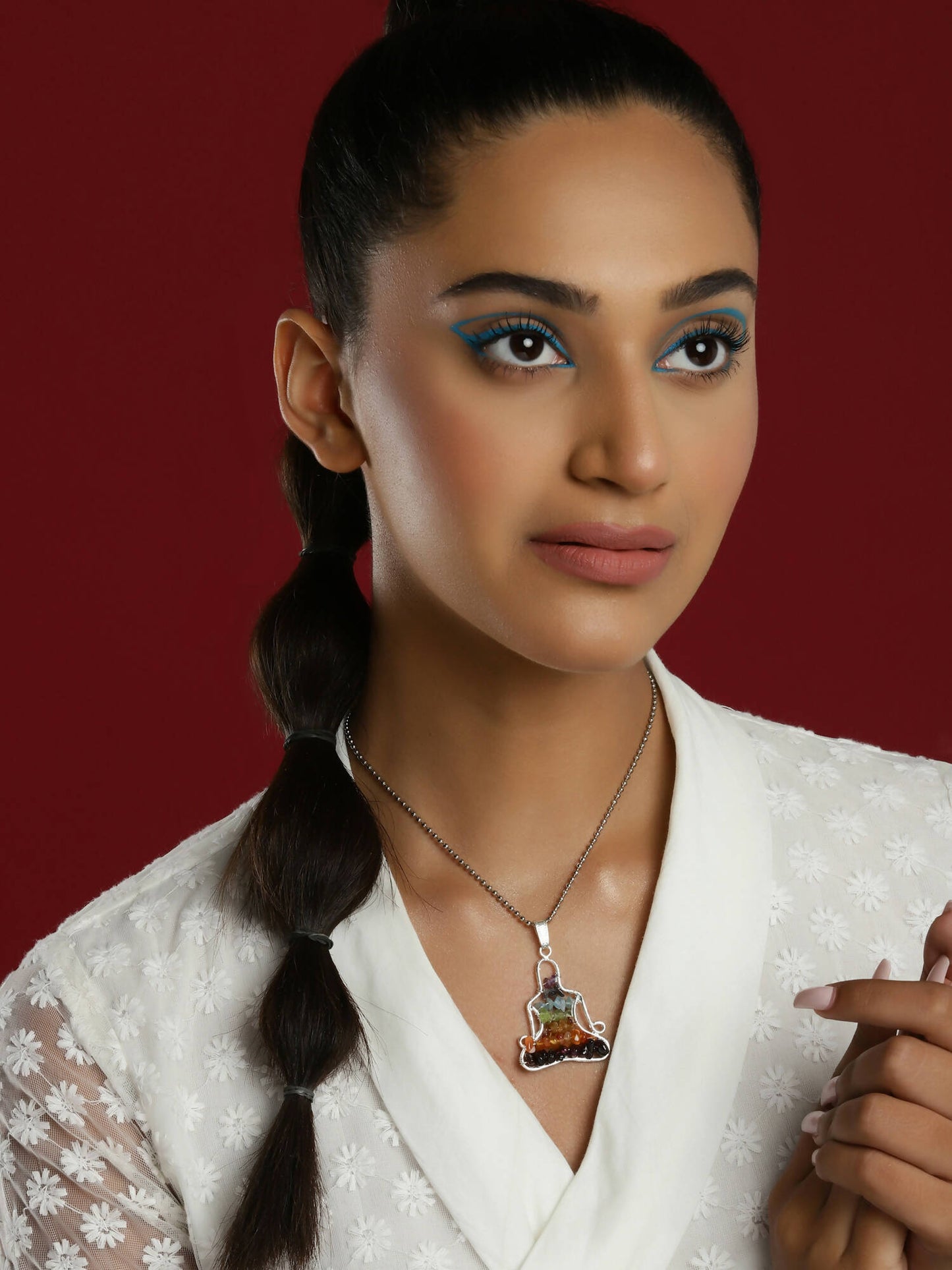 Women's Silver-Toned Blue Silver-Plated Handcrafted Chain - Ruby Raang | Swadesiicart