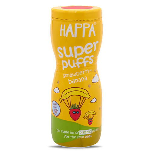 Happa Multigrain Strawberry & Banana Melts Super Puffs (8 Months+) - Swadesiicart