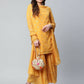 Ahalyaa Womens Mustard Georgette Gold Foil Printed Kurta Sharara Set With Dupatta | Swadesiicart