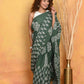 Very Much Indian Handblock Printed Cotton Saree With Natural Dyes - Green | Swadesiicart