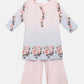 Ahalyaa Pink Crepe Floral Print Kids Kurta Sharara Set With Dupatta For Girls | Swadesiicart