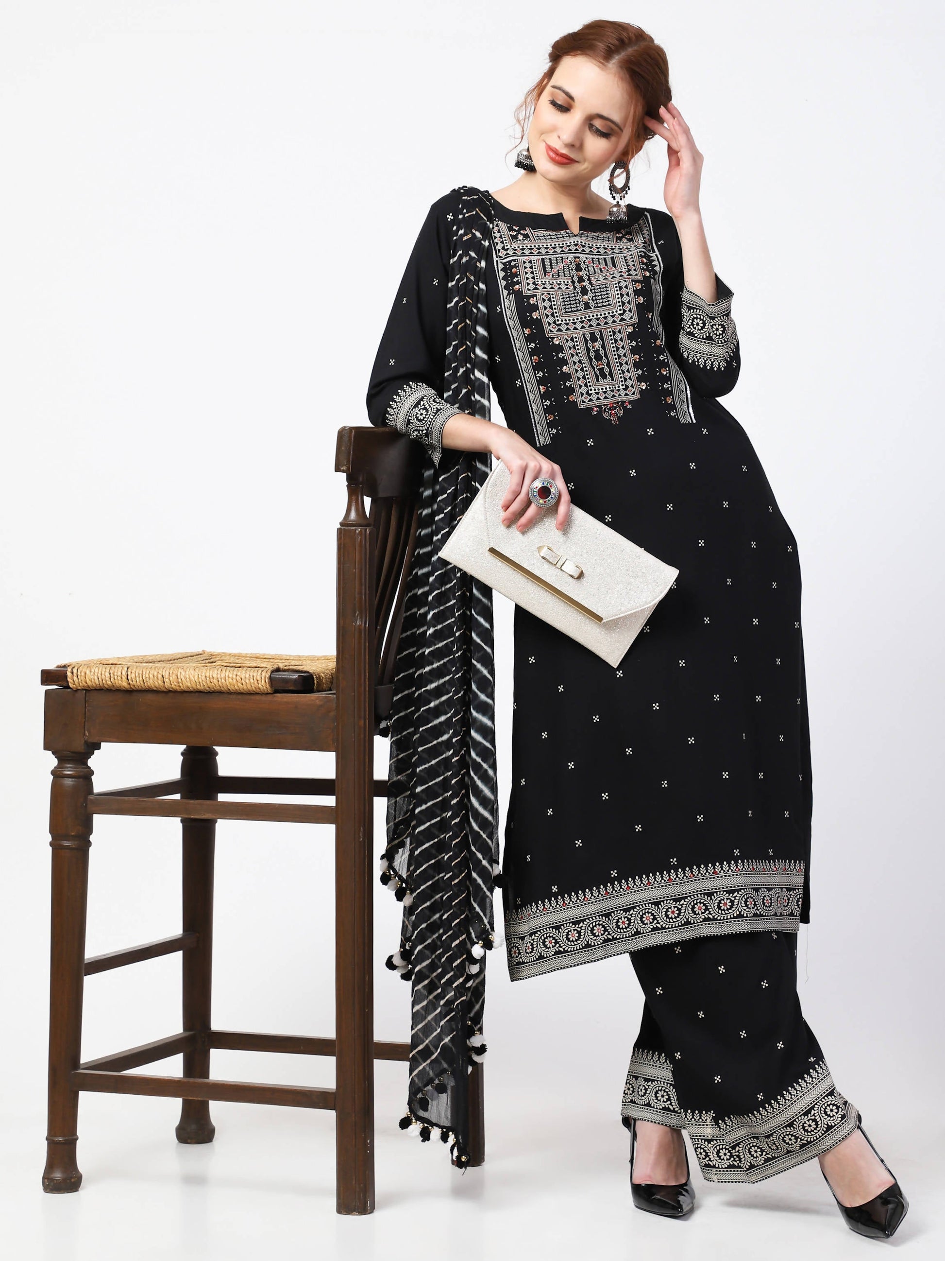 Cheera Kurta Palazzo With Leheria Dupatta set (CH105KPD) - Swadesiicart