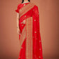 Vamsee Red Organza Saree - Swadesiicart