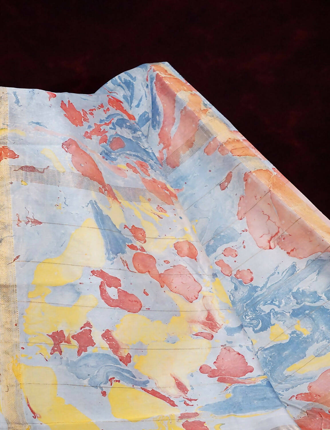 Shades Of Cloud Blue And Rust Printed Chanderi Saree For Regular/Office Wear By Gayathri Reddy Designer Studio | Swadesiicart