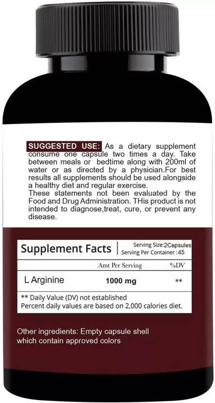 Nutracology L Arginine 1000mg Nitric Oxider Booster For Muscle Gain & Strength Capsules | Swadesiicart