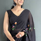 Aayaa Designer 1 min Hand Painted Ready to Wear saree - Black | Swadesiicart