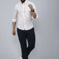 Miravan Men's White Spread Collar Striped Print Casual Shirt | Swadesiicart