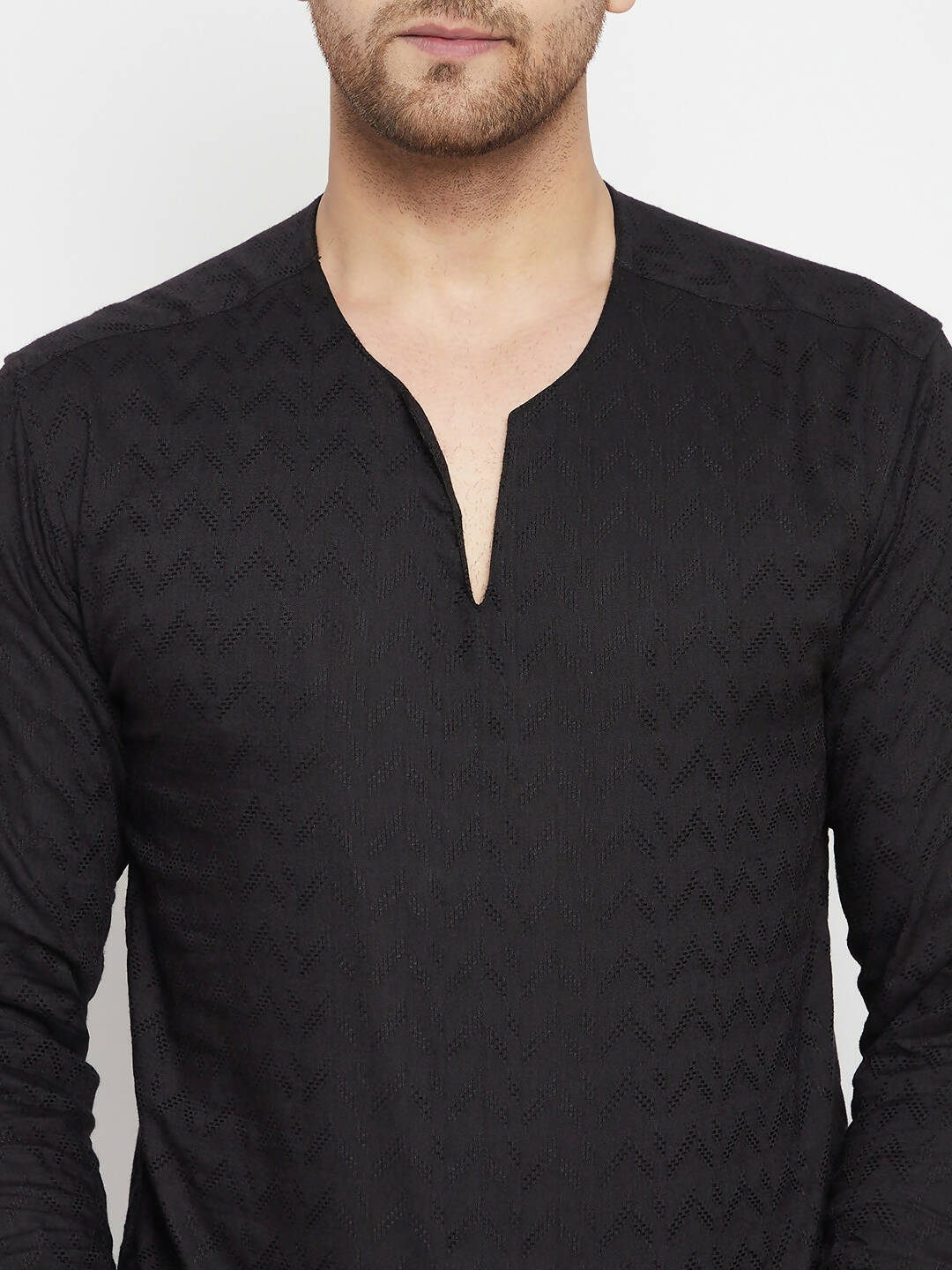 Even Apparels Black Viscose Men's Kurta With Slit Neckline | Swadesiicart