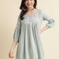 Light Blue Poly Cotton Yoke Embroidered A-line Top - Tarini - Swadesiicart