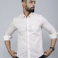 Miravan Men's White Spread Collar Striped Print Casual Shirt | Swadesiicart
