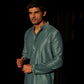 Blue viscose Chikankari Embroidery Work Men's Traditional Kurta Set - Mahotsav | Swadesiicart