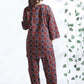 Breathables Abstract Cotton Co-Ord Set – Red
