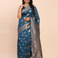 Astita Banarasi Silk Teal Blue Saree | Swadesiicart