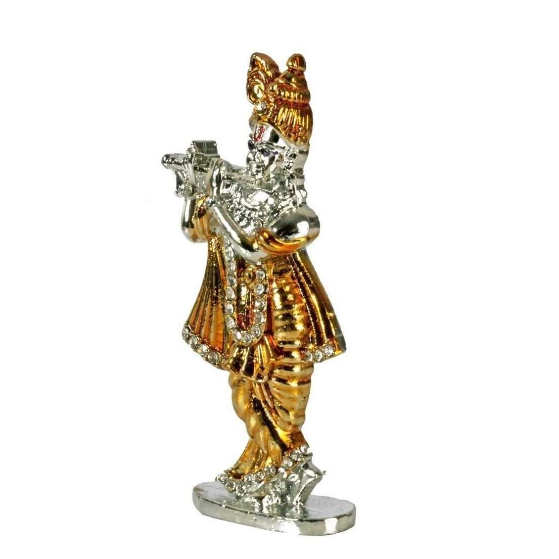 Relicon Lord Krishna Idol Silver Gold Metal Statue - Swadesiicart