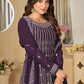 Faux Georgette Purple Embroidered Gharara Style Suit - Emponline | Swadesiicart