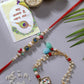 NVR Women & Men Set of 2 Multicolor Artificial Beads Bhaiya Bhabhi Rakhi With Roli Chawal & Chocolate | Swadesiicart