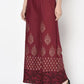 Aniyah Rayon Maroon Color Block Print Flared Slip-On Palazzo (AN-183K)
