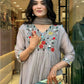 The52 Grey Women's Gorgeous Chinon Viscose Fabric Embroidered Work Straight Kurta Pant and Dupatta Set - Swadesiicart