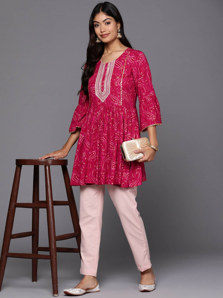 Ahalyaa Women's Traditional wear Tunic - Red | Swadesiicart
