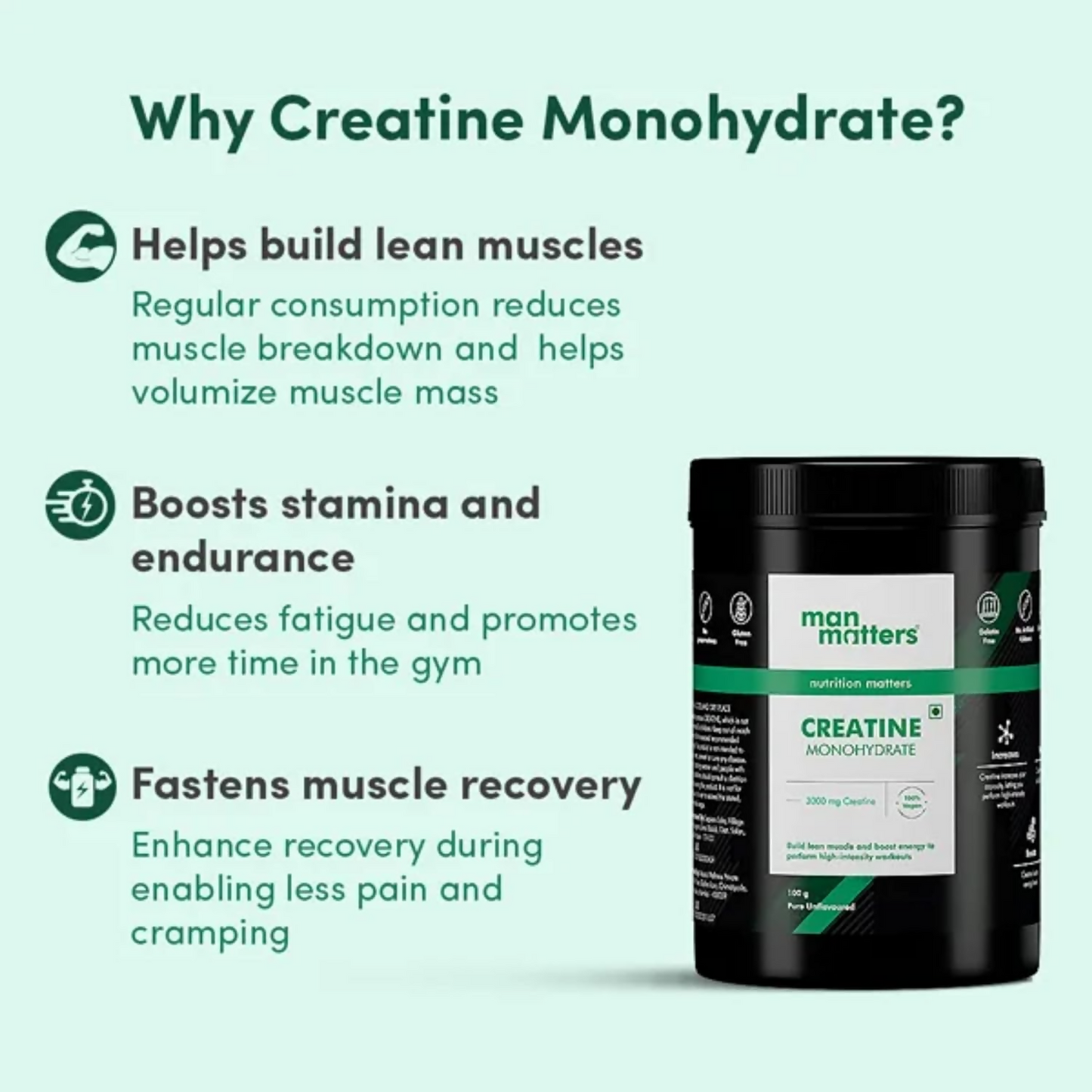 Man Matters Creatine Monohydrate Powder | Swadesiicart