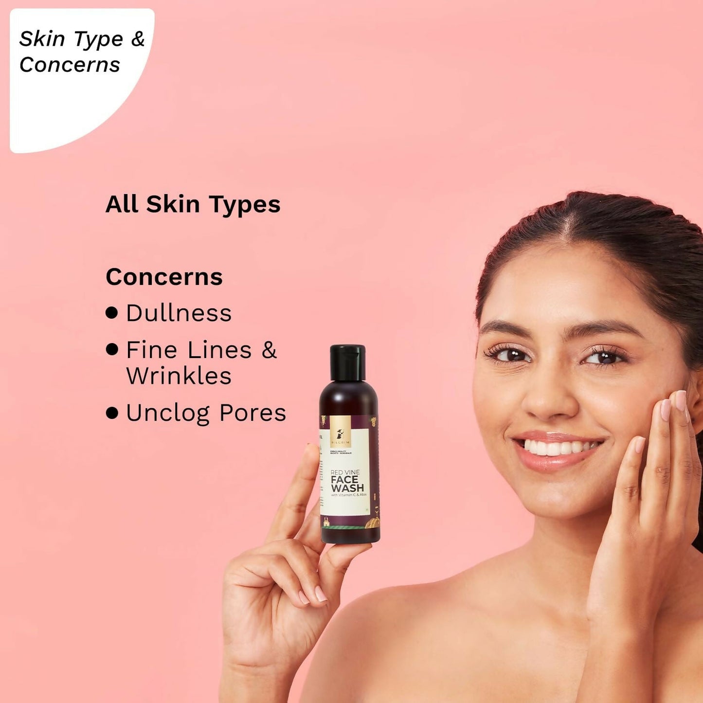 Pilgrim French Red Vine Face Wash with Vitamin C & Aloe For Anti Ageing & Dark Spots - Swadesiicart