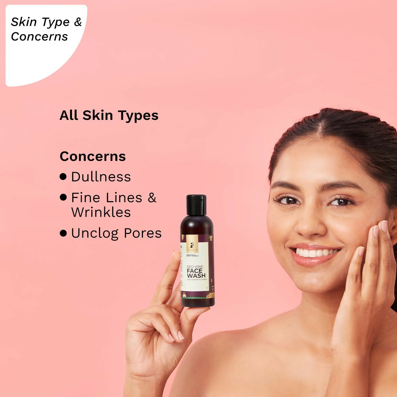 Pilgrim French Red Vine Face Wash with Vitamin C & Aloe For Anti Ageing & Dark Spots - Swadesiicart