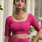 Vishnu Weaves Women's Pink Linen Silk Zari Weaving Saree with Blouse - Swadesiicart
