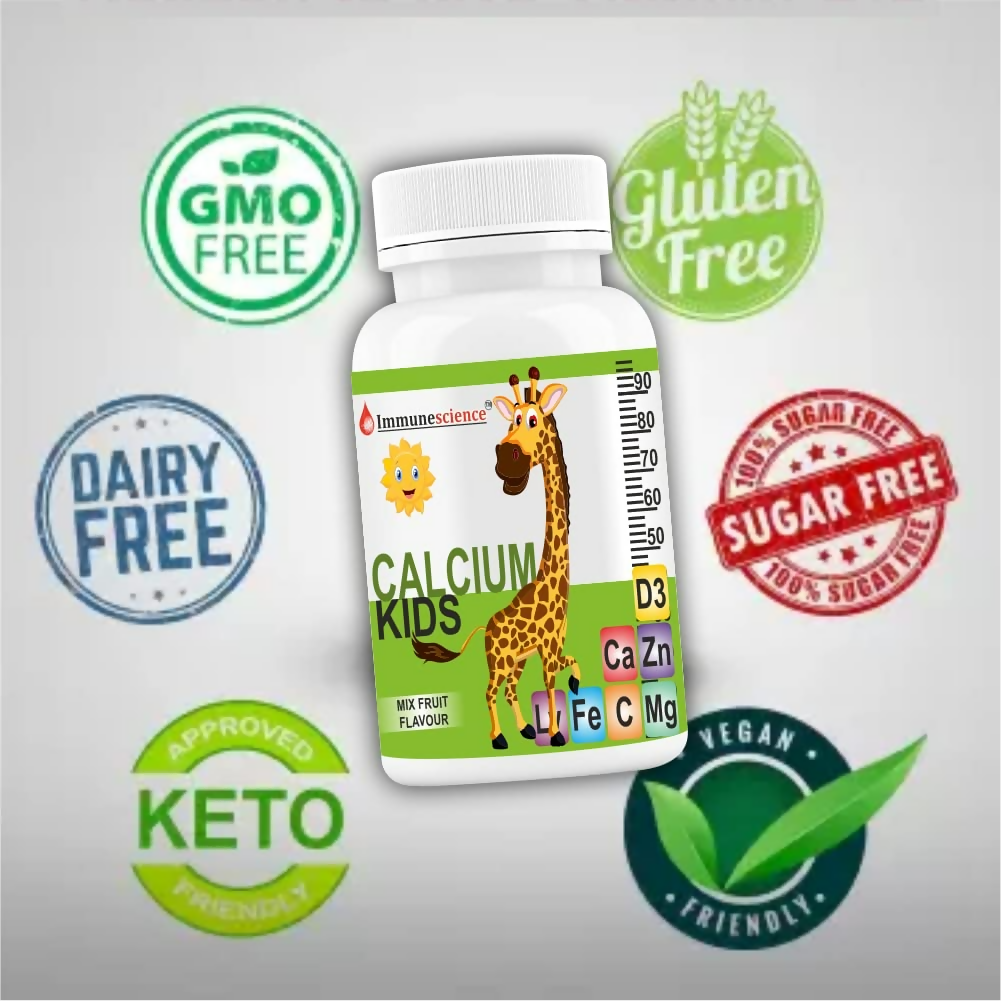 Immunescience Calcium With Vitamin D3 (Vitamin D) Tablets For Kids | Swadesiicart