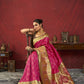 Vishnu Weaves Women's Pink Paithani Silk Saree with Blouse - Swadesiicart