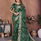 Aastha Fashion Green Pure Dola Silk Handmade Original Bandhej Saree