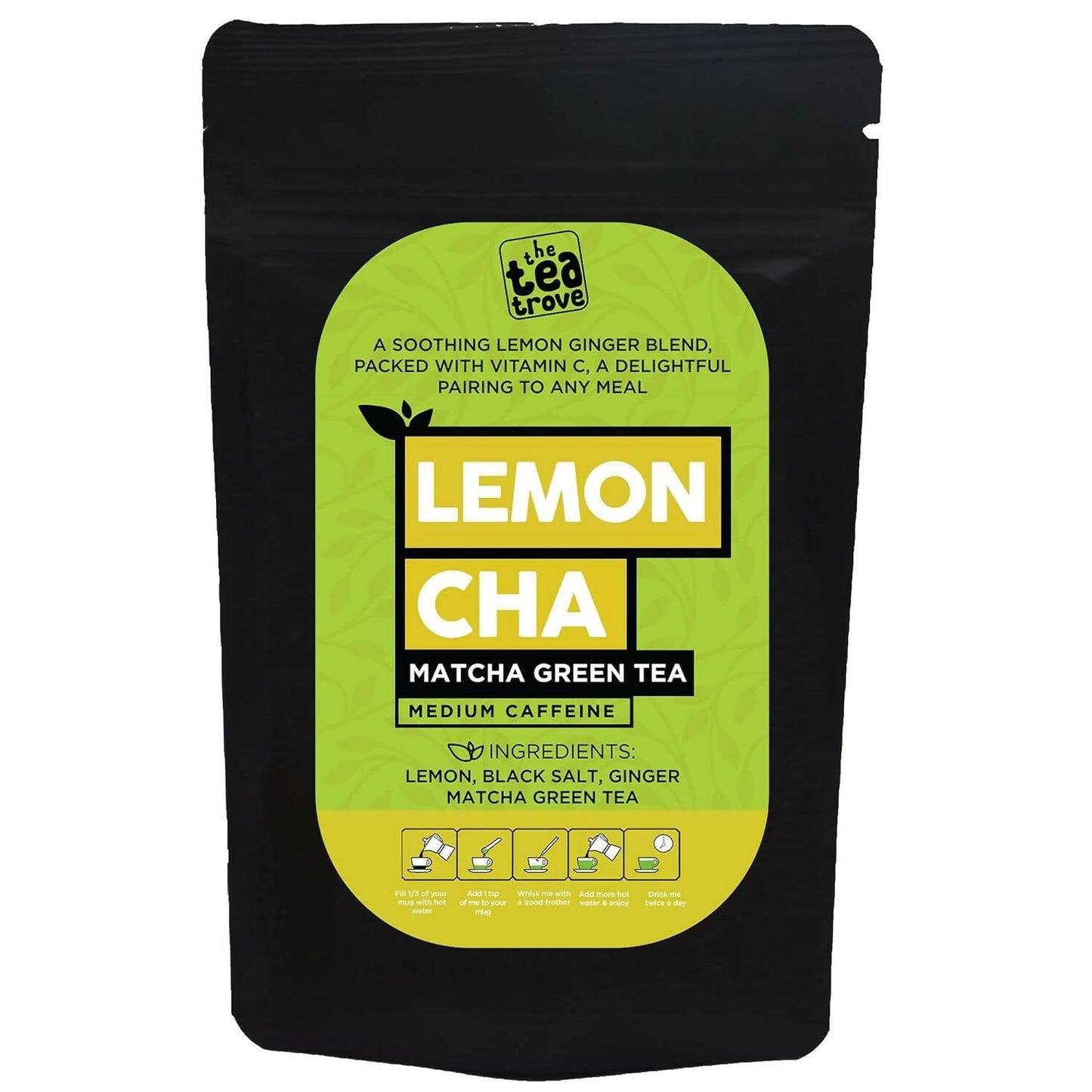 The Tea Trove Matcha Green Tea Powder - Lemon, Ginger, Matcha tea with Black Rock Salt | Swadesiicart