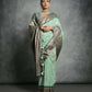 Vishnu Weaves Women's Sea-Green Tussar Silk Zari Woven Saree with Blouse - Swadesiicart