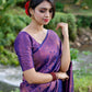 DEIANA'S Beautiful Designer Golden zari Soft Lichi Silk Saree - Purple - Swadesiicart