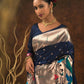 Vishnu Weaves Women's Blue Paithani Silk Zari Woven Saree with Unstitched Blouse - Swadesiicart