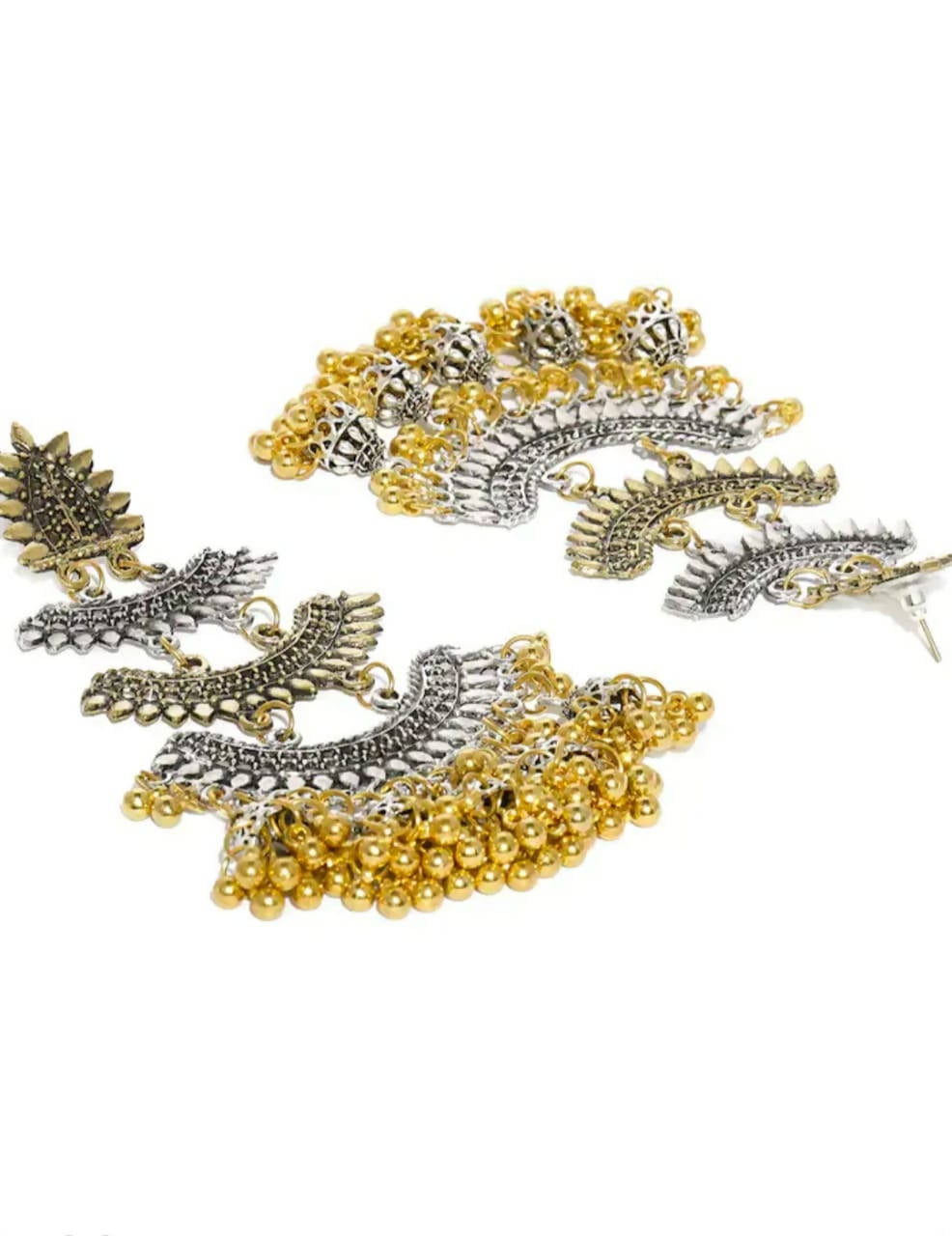 Mominos Fashion Beautiful Silver & Gold Earrings with Jhumkas Design - Swadesiicart
