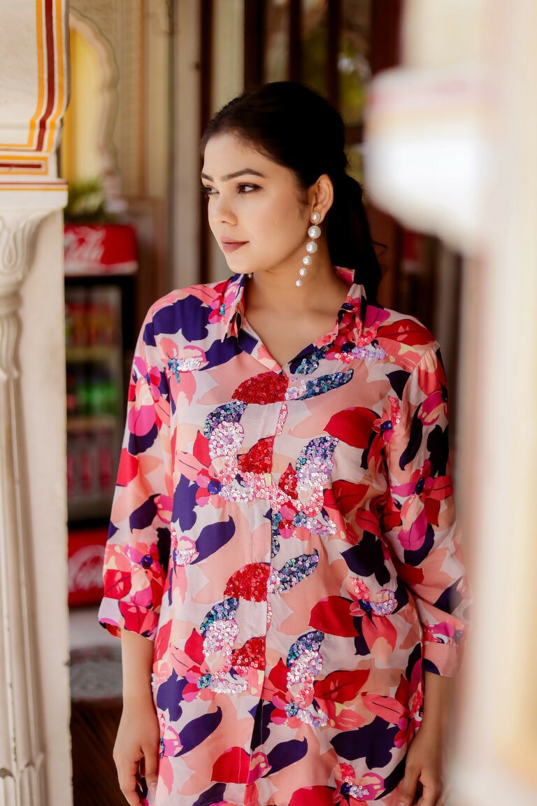 Vaasva Women Multi-colour Muslin Floral Print Shirt & Pant (Co-ords set) - Swadesiicart