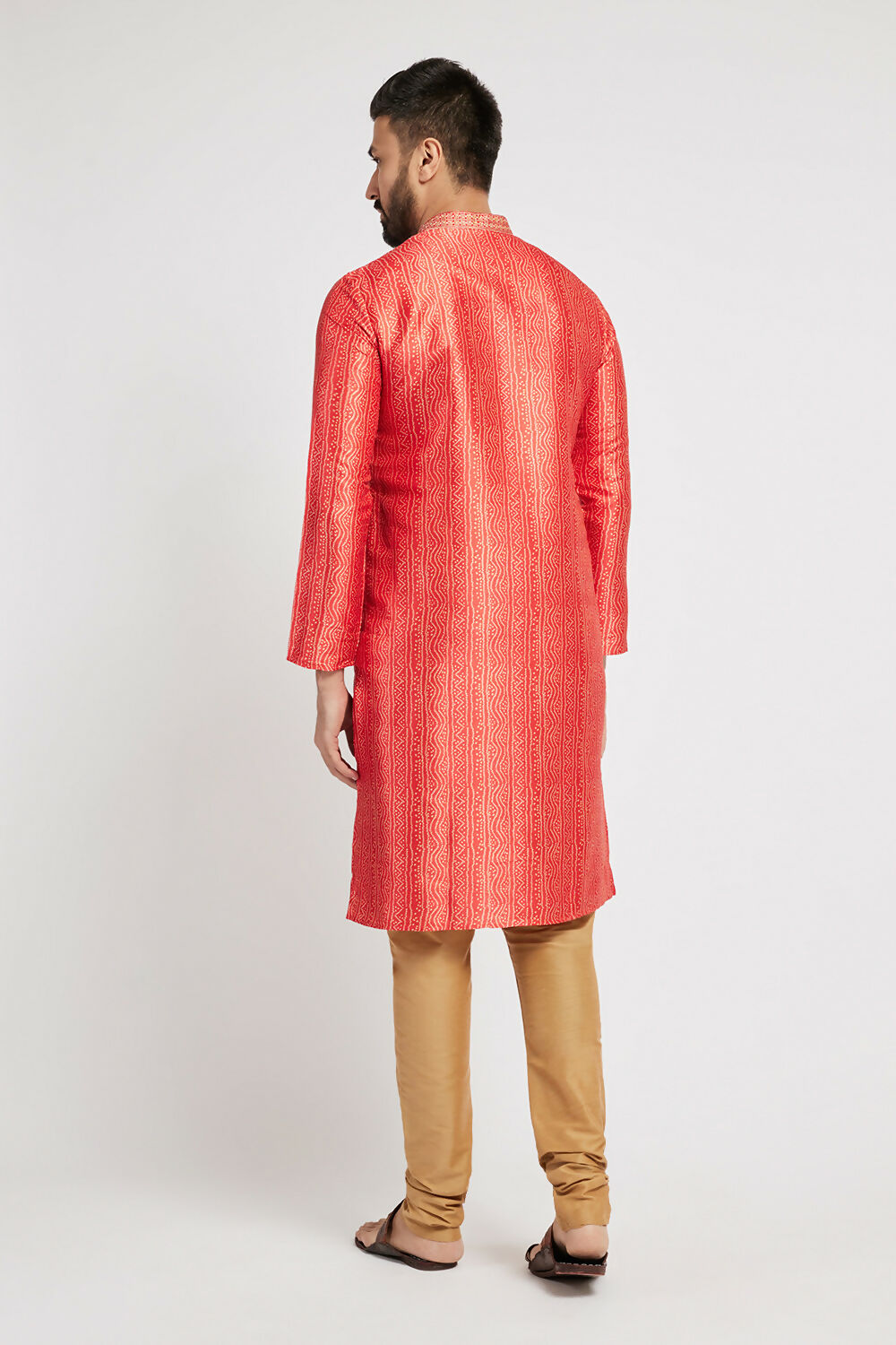 Ethnic India Red Men's Kurta Bandhani Polyester | Swadesiicart