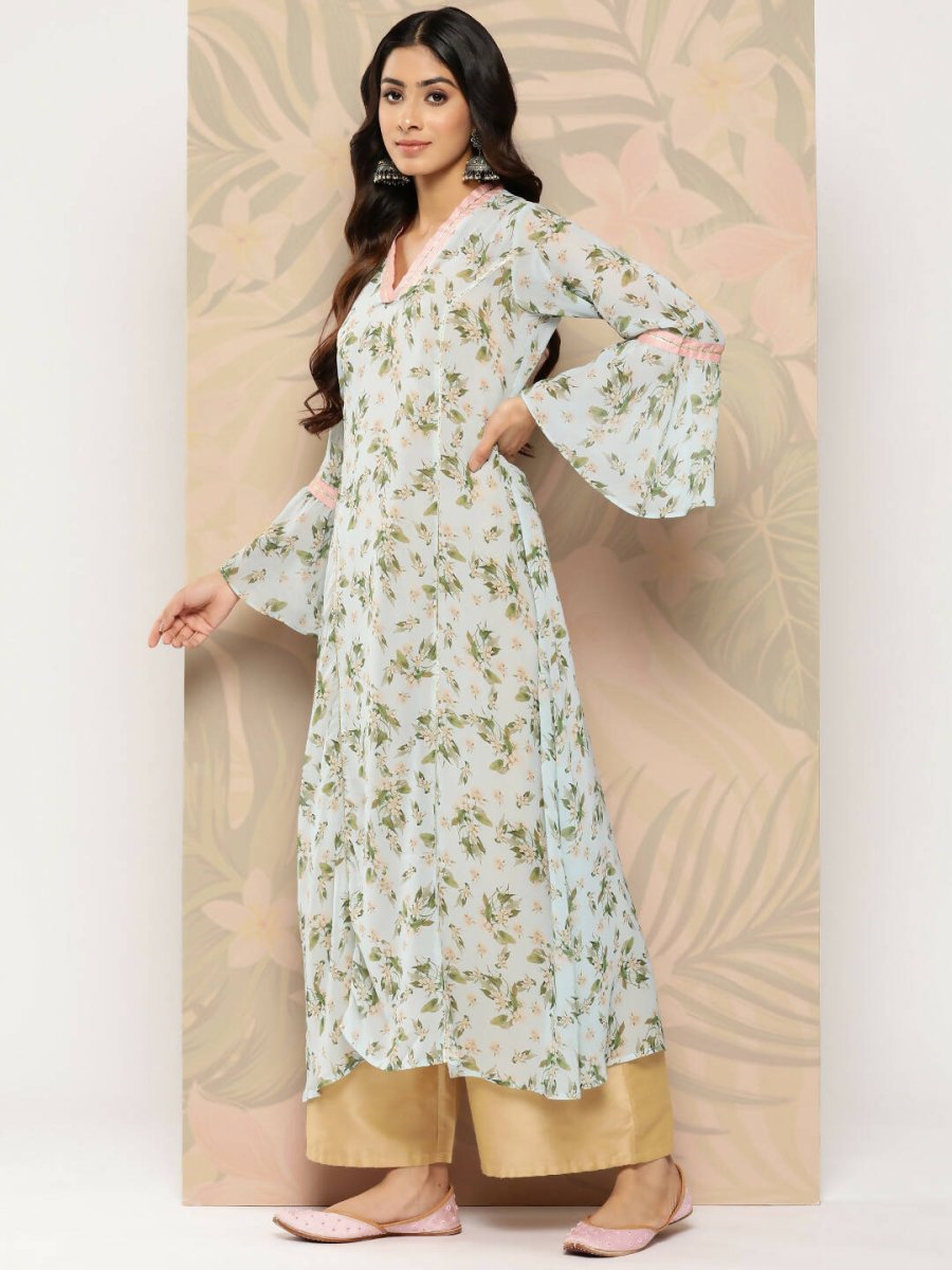 Ahalyaa Women's Traditional wear Kurta - Sky Blue | Swadesiicart