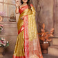 Anaita Golden Tissue Silk With Zari Weaving Saree With Blouse